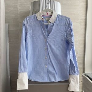 KATE SPADE white and blue stripped blouse